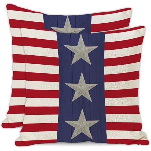 JOOCAR 4th of July Pillow Covers 24x24 Inch Set of 2 American Flag Stars and Stripes Throw Pillow Cases Patriotic Independence Day Cushion Covers for Sofa Couch Bed JOOCAR 4th of July Pillow Covers 24x24 Inch Set of 2 American Flag Stars and Stripes Throw Pillow Cases Patriotic Independence Day Cushion Covers for Sofa Couch Bed