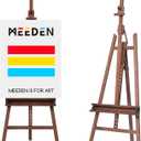 MEEDEN Large Painters Easel Adjustable Solid Beech Wood Artist Easel, Studio Easel for Adults with Brush Holder, Holds Canvas up to 48" - Walnut
