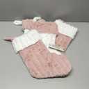 4 Pack Pink Christmas Stockings 18 Inch, Pink and White Christmas Stockings with Name Tags, White Plain Xmas Hanging Stockings for Holiday Tree Ornaments Party Decorations Indoor Women Girls