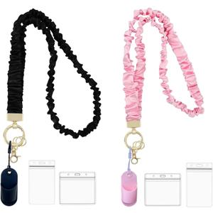 Stretchy Scrunchie Lanyard for ID Badges & Keys  with Silicone Pen Holder | Cute & Secure Scrunchie Lanyards for Teachers, Nurses, Women (Matching Couple Set)