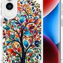 Compatible with Samsung Galaxy S25 Edge Cases with Design, Cute Transparent Phone Case for Women Girls Girly with Heavy Duty Protective Bumper (Clear Tree Colorful Leaves)