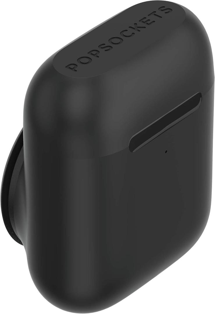 PopSockets PopGrip Headphone Case Compatible with AirPods: Swappable Grip and AirPods Holder for Phones and Tablets - Black