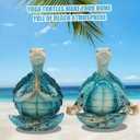 Sea Turtle Meditation Yoga Decor, Coastal Beach Decorations, Zen Resin Statue for Home Office (2PC)