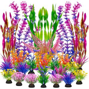Ameliade Fish Tank Artificial Plastic Plants Decorations Large Aquarium Decor Betta Goldfish Tank Accessories Fish Bowl OrnamentsColorful