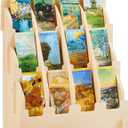 Bookmark Display for 2.2'' Bookmark, Portable Sticker Holder, Adjustable Stand, Curved Pockets Greeting Card Display for Business Vendor, Retail Store Shop(12 Pockets,Wood)