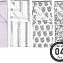 TARAN LIVING Printed Kitchen Dish Bar and Tea Towels Cotton, 18x28 inch with Trims, Cotton Dish Towel Sets (White & Purple, Set of 4)