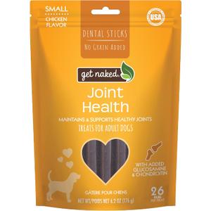 3 x Get Naked Grain-Free Joint Health Dental Chew Sticks for Small Dogs, Natural Dog Dental Chews & Treats, 6.2 oz (EXP 10/02/27)