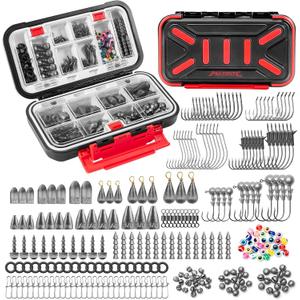 MadBite Freshwater Terminal Tackle Kits-265 Pieces, Endorsed by Fishing Expert, Build 12+ Rigs, Fishing Hooks Accessory Kit, Fishing Gear, Weights&Sinkers, Jig Hooks, Floats and Bobber