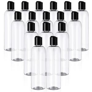 Zubebe 36 Pcs Plastic Travel Bottles with Disc Top Flip Cap Empty Refillable Squeeze Travel Containers for Shampoo Lotions Cream Toiletries Liquid Body Soap (Clear, 8 oz)