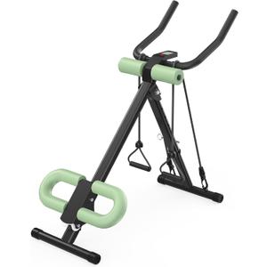 4 in 1 ab machine for stomach workout, adjustable ab trainer machine with LCD Monitor, Foldable ab workout machine With Knee and Back Protection, Load Capacity 400 LBS, Unisex, Green
