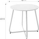 Meluvici Patio Outdoor Side Table Waterproof Round Metal Steel Small Side Table Weather Resistant Portable Outdoor and Indoor End Table for Garden Balcony Yard, White, 17.7"x17.9"