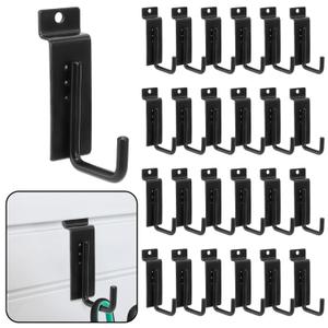 WRINGKIT 25 Pack Slatwall Hooks Hangers, Heavy Duty J Shaped Slatwall Panel Hooks, Metal Slat Board Hook, Slat Wall Hanging Display Accessories for Garage Organization, Retail, Home