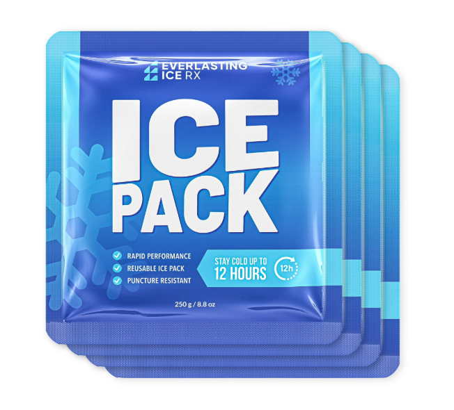 Rapid Performance Reusable Ice Packs for Coolers or Lunch Box | 4 Pack | Cold for Up to 12 Hours | Ice Packs for Cooler, Long Lasting for Camping, Beach