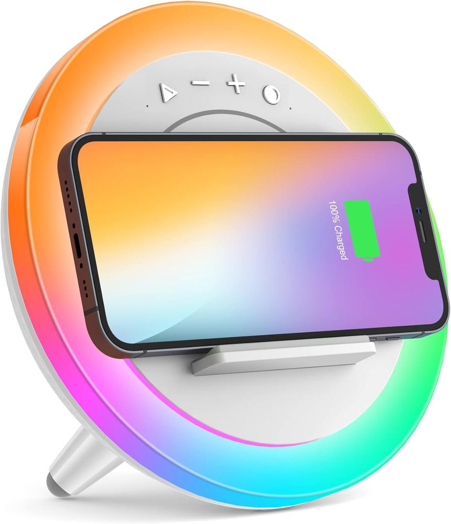 Bluetooth Speaker Night Lightsr,Wireless Charging Modern Speaker,Best Teenage Birthday Gift Ideas Tween Girls Gifts/Please use The Original Adapter