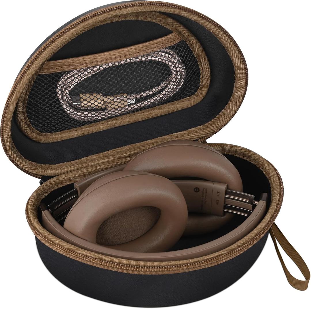 Hard Headphone Case for Beats Solo 4, Studio Pro, Solo 3, Studio 3, Solo 2,Over Ear Headphone Carrying Case with Storage Cable Bag Strap for Travel (Black_Coffee)