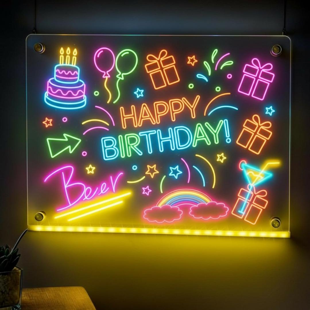 Lincia 16 x 12 Lumiboard LED Drawing Message Note Board Light Clear Acrylic Dry Erase Whiteboard for Wall Includes 8 Color Markers Kit for Home Office Menu Sign Ideal Gift for Christmas Decoration