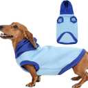 Hoodie for Small Dogs-M - Blue Cozy Pet Sleeveless Sweater | Spliced Hooded Vest,Soft & Warm Sweatshirt with Leash Hole for Easy Walk, Fall Winter Clothes Indoor Use (MChest 20.9")