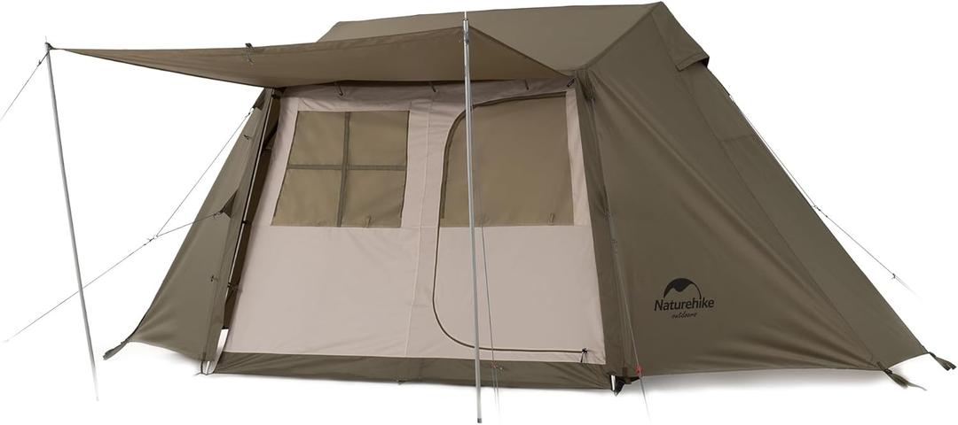 Naturehike Village 5.0 4 Person Pop up Tent for Camping, House Design Cabin Tent for 4 Person, Camping Tent with Awning and Large Lobby, Easy Setup Automatic Instant Family Tent for Cam (Village 5.0)