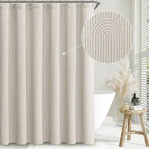 Boho Shower Curtains for Bathroom Linen Fabric Look Bohemian Mid Century Boho Minimalist Arch Geige 72" L X 72" W (Greige)