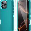 2 x Phone Case for iPhone 16 Pro Case with HD Screen Protector, Heavy Duty Shockproof & DustProof & Dropproof 3-Layer Cover Phone Case for iPhone 16 Pro (6.3'') (Lakeblue)