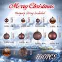 100ct Christmas Balls Tree Ornaments, Shatterproof Christmas Tree Decorations Set with Reusable Hand-held Gift Package for Holiday Xmas Tree Decor (Brown)