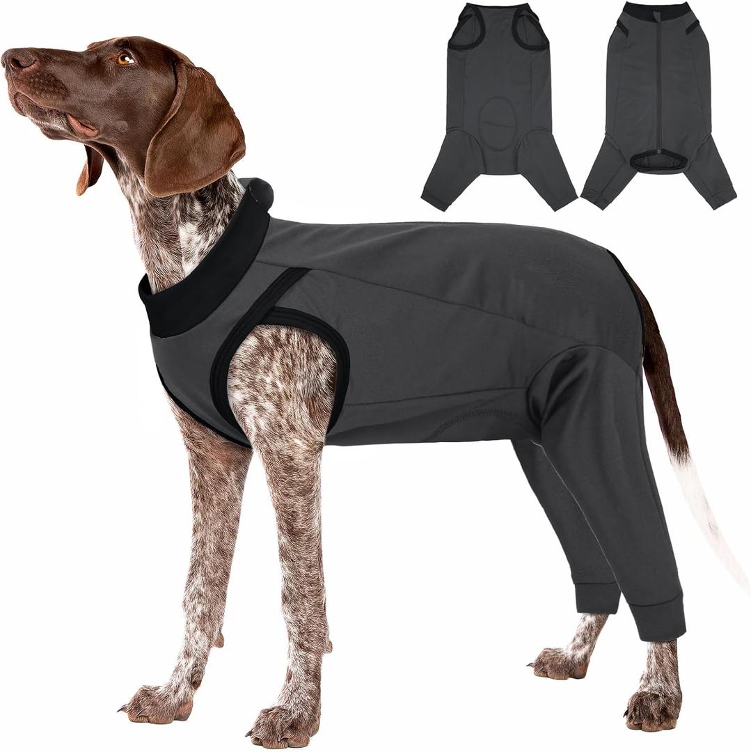 T'CHAQUE Dog Recovery Suit for Dogs After Surgery, Dog Onesie for Surgery Female Male, Anti Licking Rear Leg Sleeve, Bodysuit for Abdominal Wounds Skin Disease,Substitute E-Collar & Cone, Gray, 3XL