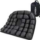 Upgrade Travel Seat Cushion for Airplane,Portable&Adjustable Air Seat Cushion,Coccyx Tailbone Pain Relief Chair Pad,Inflatable Cushion for Wheelchair, Travel,Driving,Office Work (Round+black)