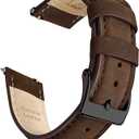 Ritche Christmas Gift Quick Release Leather Watch Bands Genuine Watch Straps for Men Women Top Grain Leather Watch Strap, White Elephant Gifts, Stocking Stuffers for Men, Father's Day Gifts (22mm, Saddle Brown & Black)