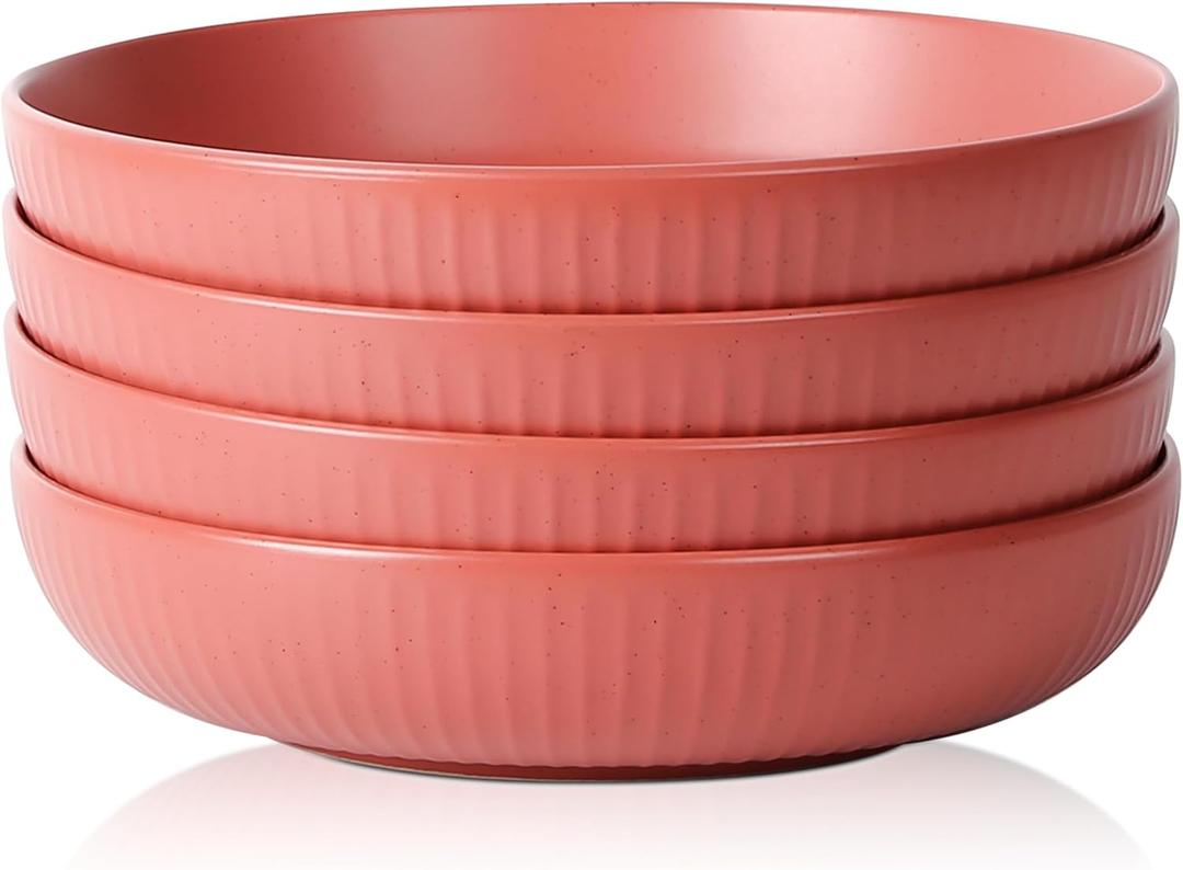 Stone lain Logan Stoneware Pasta Bowl Set of 4, Terracotta (4-Piece Service for 4, Pasta Bowls Only)