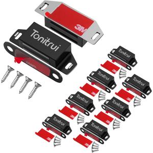 Tonitrui Cabinet Door Magnet, Flat Bottom Cabinet Magnetic Catch with Adhesive, Easy to Install,Only Takes 1 Minute,35lb Magnetic Cabinet Door Drawer Latch(Black, 8Pack)