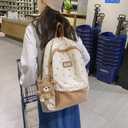 2026 Cute Preppy Bag Floral Printed Kawaii Backpack Cottagecore Aesthetic Backpack Laptop Daypack (Brown)
