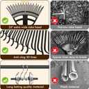 2 in 1 Garden Leaf Rake & Leaf Scoops, Adjustable Leaf Rake for Lawns with Grabber, Hand Rakes for Picking Up Leaves,Pine Needles, Gravel (Black)