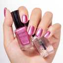 Metallic Purple Rose Nail Polish with 3-in-1 Clear Base Top Coat, Fast Air Dry Fingernail Polish Duo, Non-Gel, Opaque, Glossy Luxury Nail Art Fingernail Toenail Polishes, B01-Berry Bold & 3-in-1 Base Top Coat