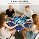 Mahjong Mat with Lotus & Butterfly Artwork - 32.4x32.4 Inch Hand-Painted Style Rubber Mat, Waterproof Surface, Anti-Slip Foldable Design for Asian-Themed Game Nights (Dark Blue Style)