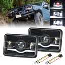 2PCS 4x6 inch LED Headlights DOT with Red Evil Eye Rectangular Replacement Headlight Compatible with Chevy S10 K5 K10 K2 C10 Silverado V10 Oldsmobile Cutlass Calais 1980-1991 Ciera 1982-1996