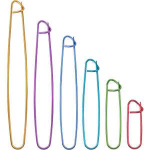 BlingKingdom 6 Size Metal Stitch Holders, Aluminum Yarn Knitting Stitch Holder Needle Marker Aid Large Safety Pins for DIY Knitting Sweaters Gloves Crochet Craft Projects (6 Colors)