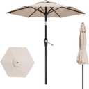7.5FT Patio Umbrella Table Market Umbrella w/Tilt and Crank Heavy-Duty Round Outdoor Umbrellas for Garden, Deck, Backyard, Pool and Beach, Beige