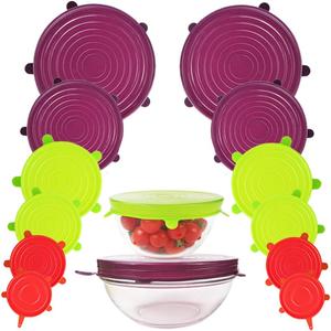 Webake Silicone Stretch Lids 12 Pack Reusable Expandable Lids (2.6" to 8.3") Fit Various Sizes of Container Tops, Bowls, Cups, Cans (Durable, Flexible) (Multicolor)
