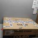 COLAMY Wooden Dining Chairs Set of 4, Modern Fabric Upholstered Kitchen Side Chairs, Farmhouse Dining Room Chair with Foot Pegs, Beige