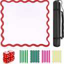 32.4in Scalloped Mahjong MatAnti Slip Noise Reduction Mahjong Accessorie Mahjong Table MatMajiong Mat For TravelComes With 4 Dice And 1 Mahjong Mat Storage Bag,4 Mahjong Shuffle Cards (Red)