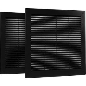 2-Pack 12" x 12" (Outer Size) Square Air Vent Cover Black Plastic Vent Deflector - Screen Mesh, Surface Mount Wall Ceiling Cold Air Return Soffit Air Vent Cover - Register Indoor Outdoor