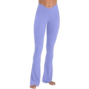 Sunzel Mini Flare Leggings for Women V Crossover Mid Rise Workout Flared Yoga Pants with Tummy Control and Wide Leg (Purple, XL)