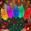 Vintage Christmas Lights, 26FT 50 LED C9 Colorful Bulbs String Lights, UL Certified Outdoor/Indoor Waterproof Shatterproof Christmas Decorations Lights, Multi-Colored