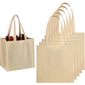 Hoolerry 6 Pcs 6 Bottle Non Woven Wine Carrier with Divider Washable Reusable Tote Bag Portable Wine Gift Bag for Travel, Camping, Picnic Hoolerry 6 Pcs 6 Bottle Non Woven Wine Carrier with Divider Washable Reusable Tote Bag Portable Wine Gift Bag for Travel, Camping, Picnic
