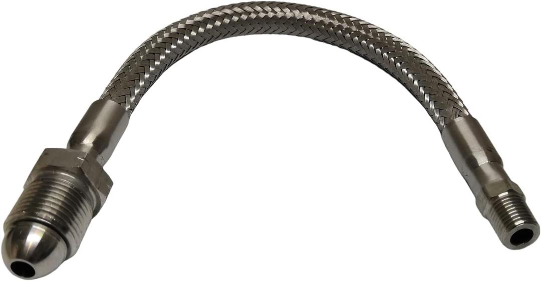 Upgraded Propane Regulator PigtailPOL x 1/4" NPT male12" LengthFlexible Whole Body SUS304 Stainless Steel Metal Hose