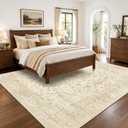 Beige 8x10 Living Room Rug, Non Slip Neutral Area Rug for Bedroom, Nursery