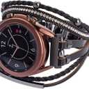 KONAFEI Compatible with Samsung Galaxy Watch 7/ FE/ 6/ 5/ 4/ 3 Band/ 40mm 44mm/ Active 2/ Galaxy Watch 5 Pro/ Watch 7&6&4 Classic 43mm/ 47mm/ 42mm/ 46mm/ Garmin Venu, 20mm Leather Boho Bracelet Jewelry Strap for Women