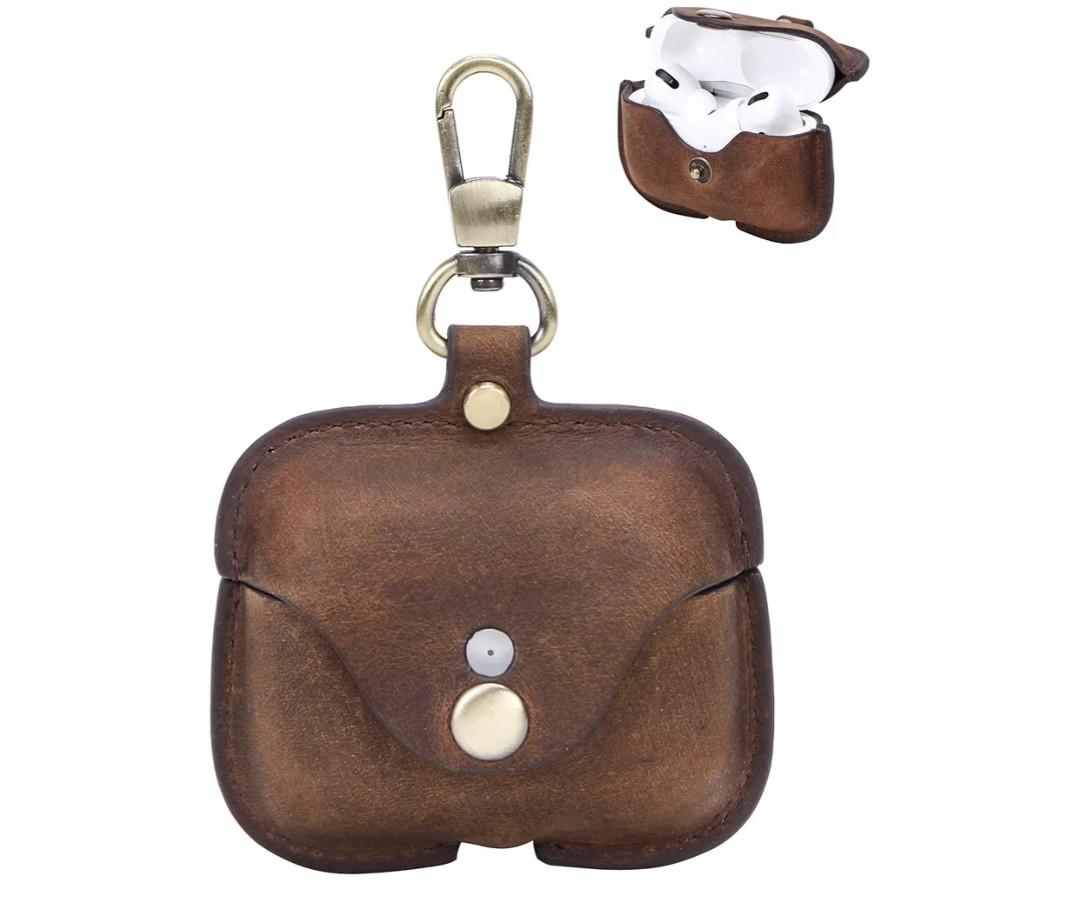 Compatible with AirPod Pro 3(2025) Case Leather,Leather Protective Airpod Pro 1st/2nd/3rd Case Cover Shockproof with Loss Prevention Clip for AirPods Pro Wireless Charging Case for airpods (Coffee)