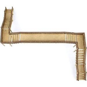 War World Scenics Railway Station Z-Shape Overpass Footbridge  OO Gauge Model MDF Footpath Bridge Walkway Building Construction Modelling Diorama Double Track Span