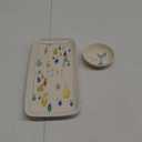 Creative Co-Op Rectangle Stoneware Plate with Fish Images and Matching Bowl (11-3/4"L x 5-3/4"W)